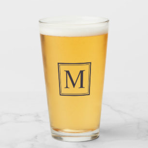 Verre Carré bleu Eclipse Personnalisé Monogramme initi