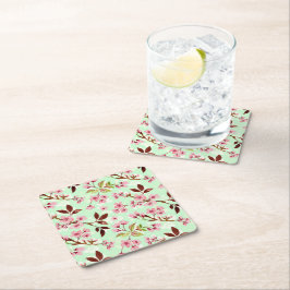 Verre Carré Cherry Blossoms Mint Arrière - plan Dessous de ver