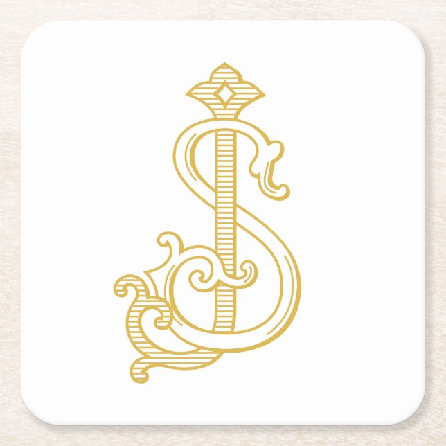 Verre Carré COULEURS ÉDITABLES SJ Monogram JS Logo Dessous de  (Devant)
