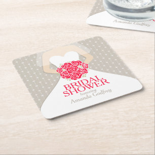 Verre Carré douche nuptiale rouge robe blanche dessous de verr