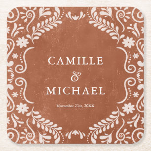 Verre Carré Élégant Mariage mexicain Papel Picado Dessous de v