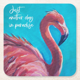 Verre Carré Flamant rose en paradis ensemble de dessous de ver