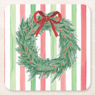 Verre Carré Grandmillennial Christmas Bow Wreath Dessous de ve