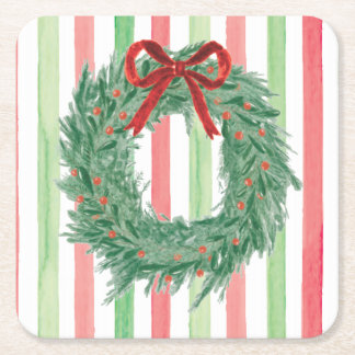 Verre Carré Grandmillennial Christmas Bow Wreath Dessous de ve