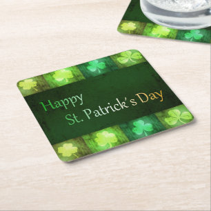 Verre Carré Grungy St. Patrick's Day Shamrocks - Dessous de ve