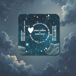 Verre Carré Invitation de mariage ciel de galaxie sur dessous 