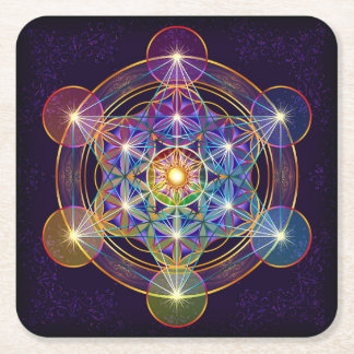 Verre Carré Le cube de Metatron avec la fleur des dessous de