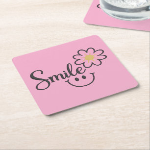 Verre Carré Ligne artistique Tournesol Sourire Dessous de ve