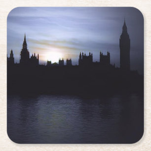 Verre Carré Londres-Big Ben Elizabeth Tower-Sunset Dessous de 