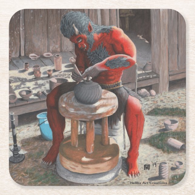 Verre Carré Ogre Potter Fabriquer Pot Imaginaire Dessous de ve (Devant)