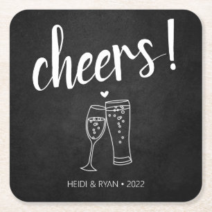 Verre Carré Salutations de bière Wedding shower Dessous de ver
