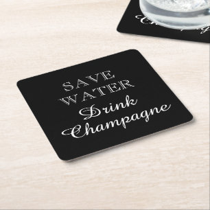 Verre Carré Sauvez de l'eau Boire Champagne drôles dessous de 