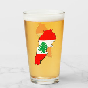 Verre Carte du Liban avec drapeau