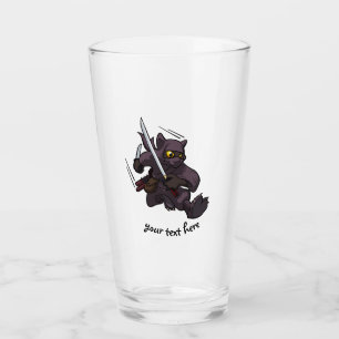 Verre Cat noir Ninja Katana épées Flying Kick