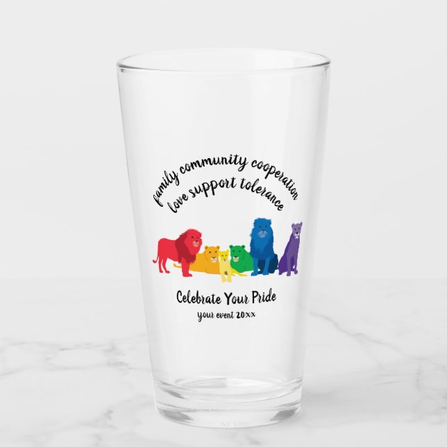 Verre Célébrez votre fierté Rainbow Lion Pride (Devant)
