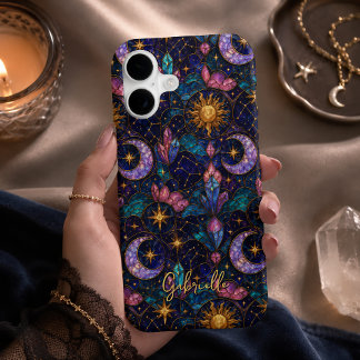 Verre Celeste Coloré Lune et Étoile Mystique