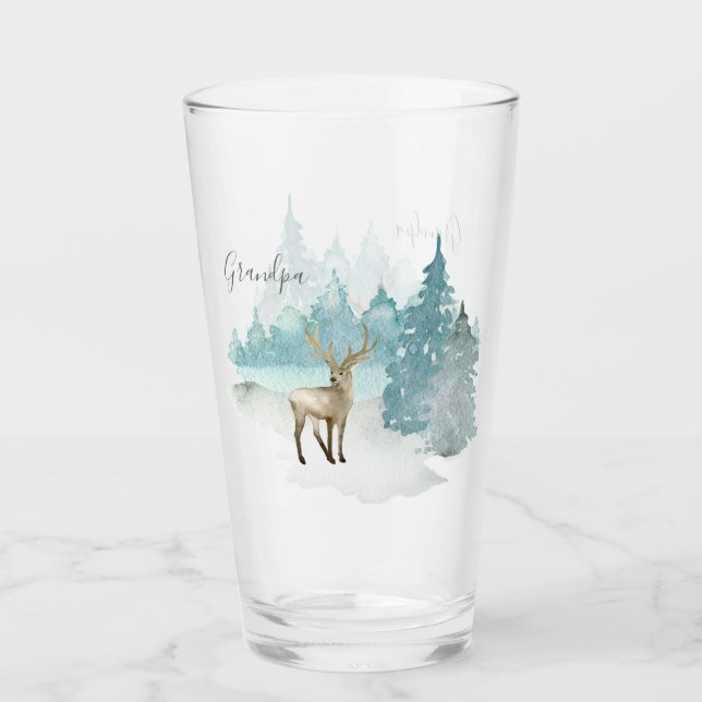 Verre Cerf de porc personnalisé en bois d'hiver (Devant)