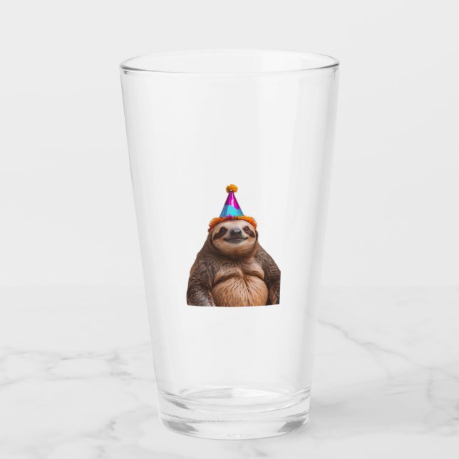 Verre Chapeau de fête d'anniversaire de paresseux gros c (Devant)