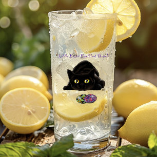 Verre Chasse aux œufs de Pâques de chat noir Fête jaune