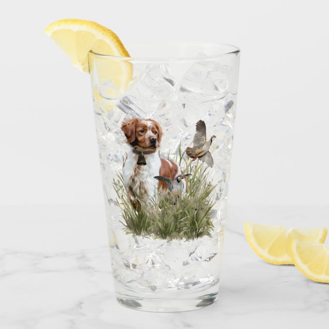 Verre Chasse avec un chien breton, Art (Devant glace)