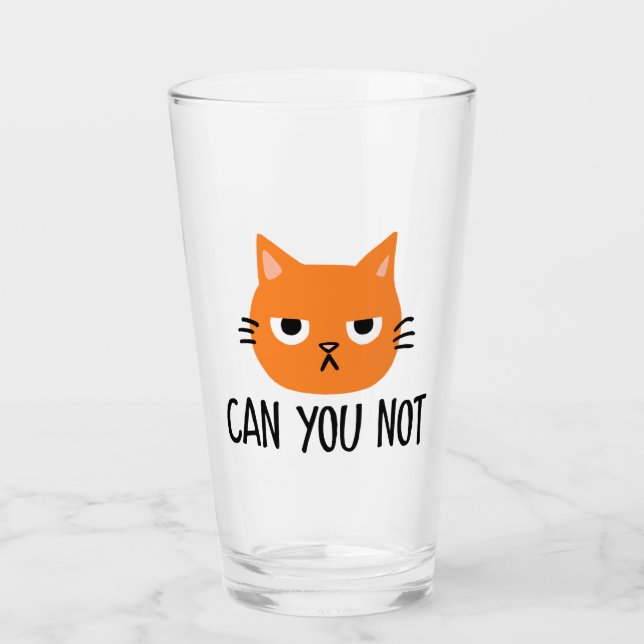 Verre Chat agacé NE PEUT-ON PAS Drôle (Devant)