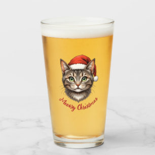 Verre Chat de Noël personnalisé avec un chapeau de Père