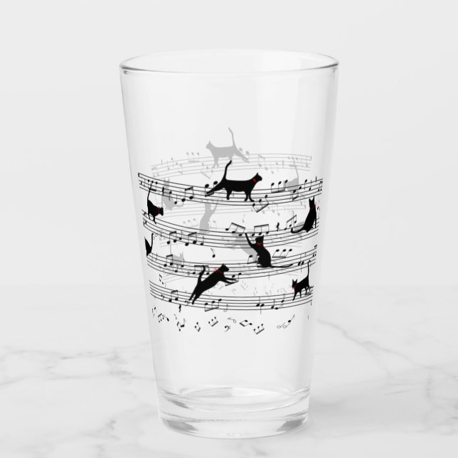 Verre Chat Jouer Note Musique, Chat Musique, Cadeau Chat (Devant)
