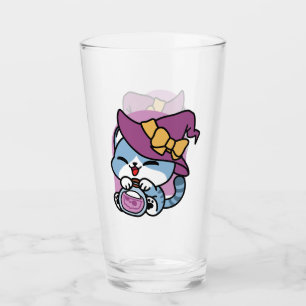 Verre Chat Tabby Halloween – Chapeau de Sorcière & Art d