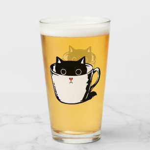 Verre Chaton noir avec nez rouge caché dans une tasse