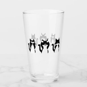 Verre Chats noirs et blancs Trois chatons sages