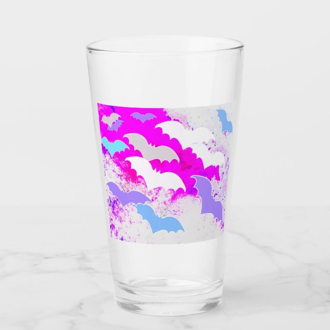 Verre Chauves-souris en vol Pastel rose (Devant)