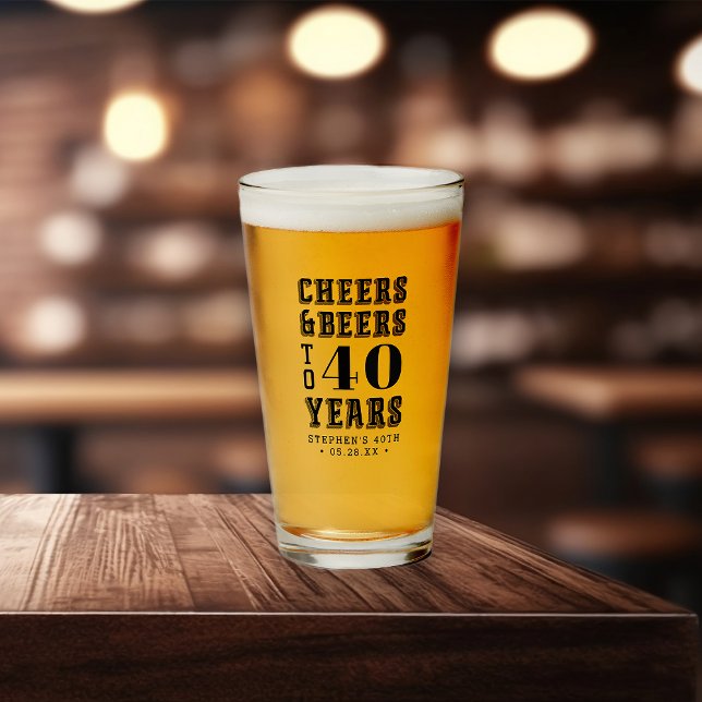 Verre Cheers & Bières à 40 ans N'importe quel Jour de ja (Créateur téléchargé)