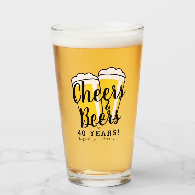 Verre Cheers & Bières Adulte N'Importe Quel Âge Annivers (Devant (rempli))
