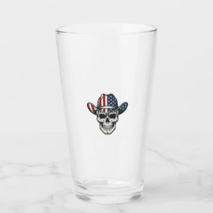 Verre Chemise de crâne de cowboy patriotique gravure vin