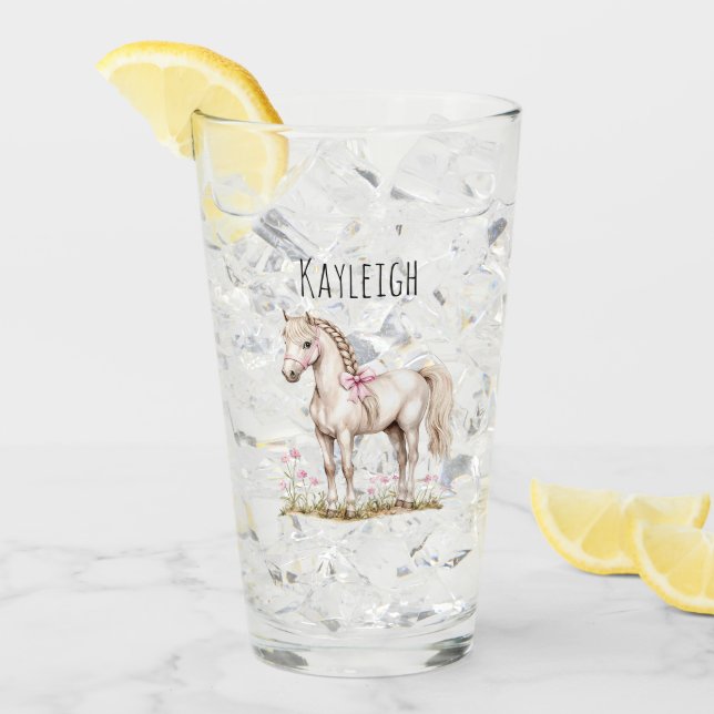 Verre Cheval Blanc & Fleurs (Devant glace)