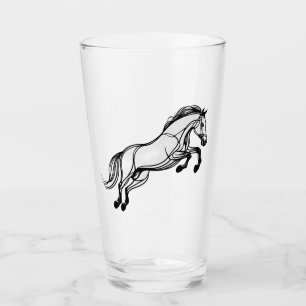 Verre Cheval Sauter Doodle noir et blanc