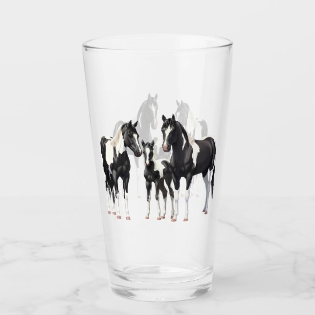 Verre Chevaux du quartier de Peinture noire Pinto Paint (Devant)