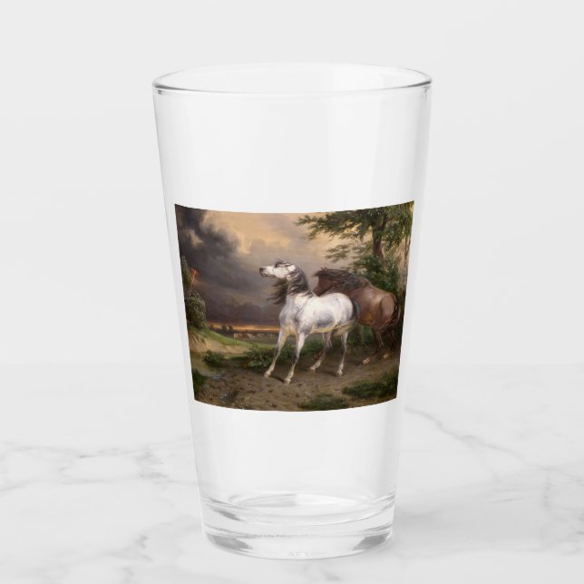 Verre Chevaux effrayés par la tempête (par Carle Vernet) (Devant)
