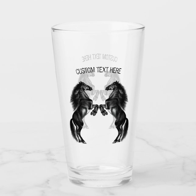 Verre Chevaux sauvages noirs droits - Ajouter votre text (Devant)