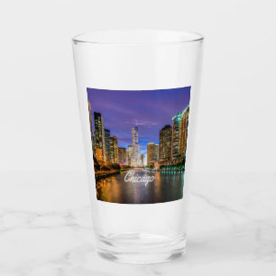 Verre Chicago Illinois City La Nuit