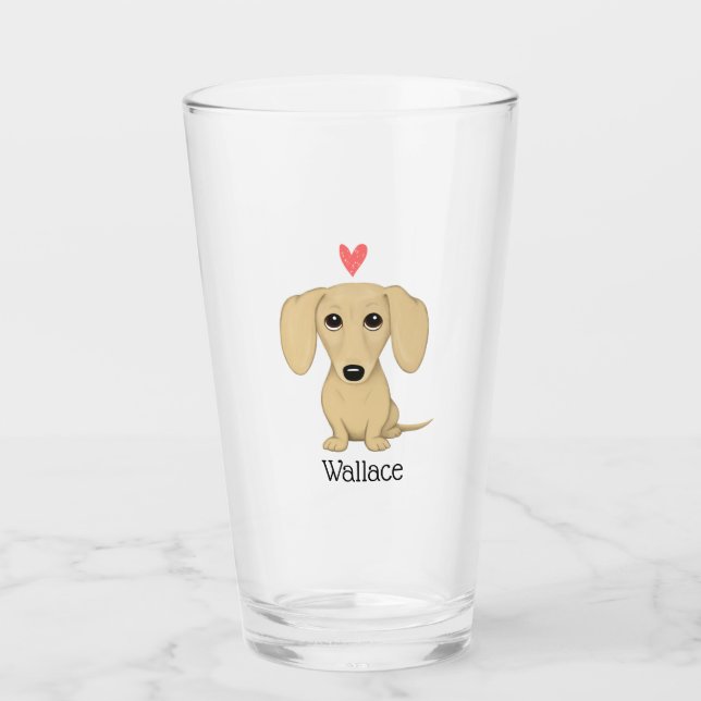 Verre Chien crème de bande dessinée de teckel (Devant)