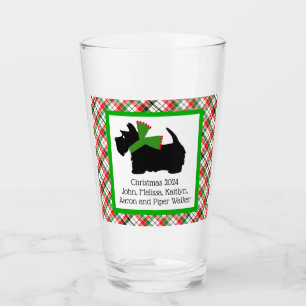 Verre Chien écossais customisé et Tartan Joyeux Noël