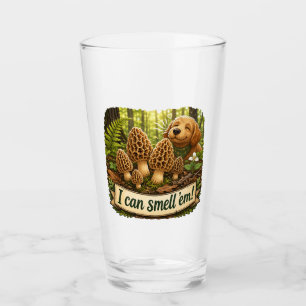 Verre Chien heureux reniflant des morilles - Amour de la