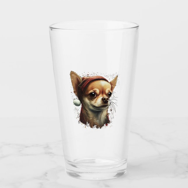 Verre Chihuahua Joyeux Noël X-Mas Tree Cute (Devant)