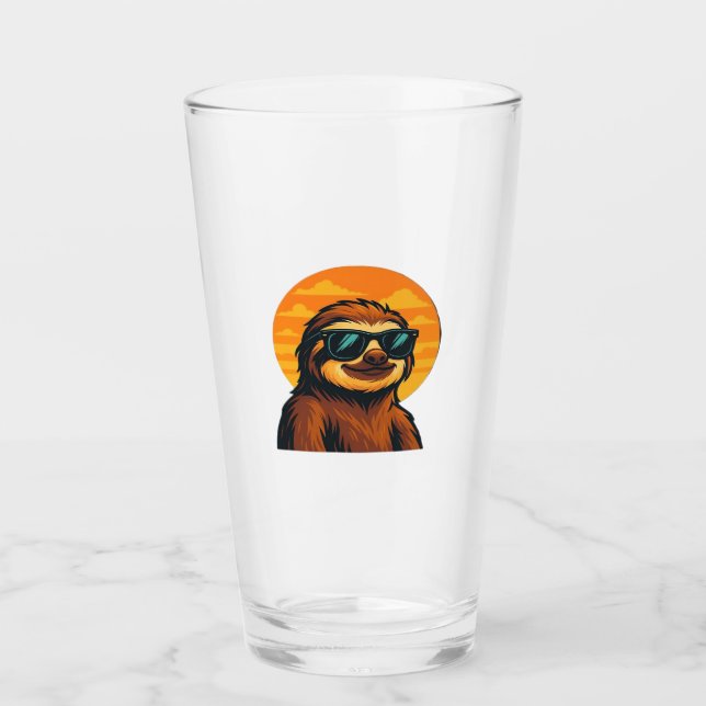 Verre Chill Sloth with Sunglasses - Retro Sunset Vibes C (Devant)