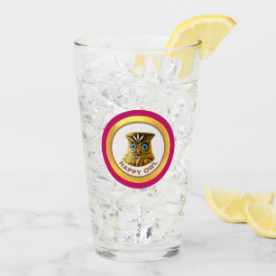 Verre Chouette dorée heureuse