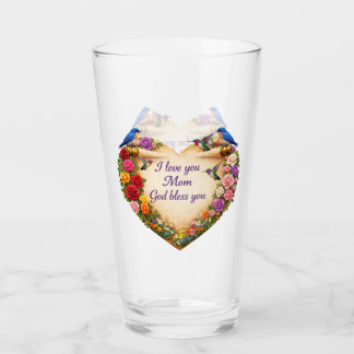 Verre Christian Mother’s Gift Floral Heart Glass Cup