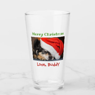 Verre Christmas Log Chien Chat Papa Animal de compagnie 