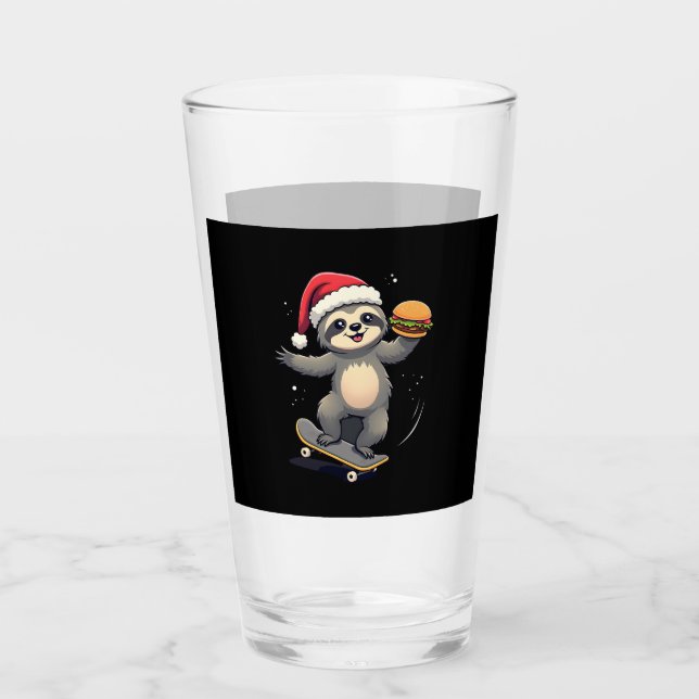 Verre CHRISTMAS SLOTH Funny Christmas Skateboard Sloth ( (Devant)