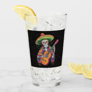 Verre Cinco De Mayo Skeleton Skull Fiesta Guitare